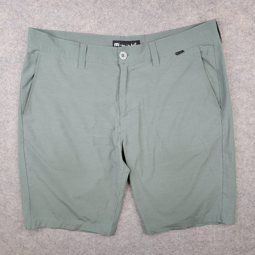 Travis Mathew Shorts Mens 34 Green Golf Chino Stretch 11 Inseam Casual Wear